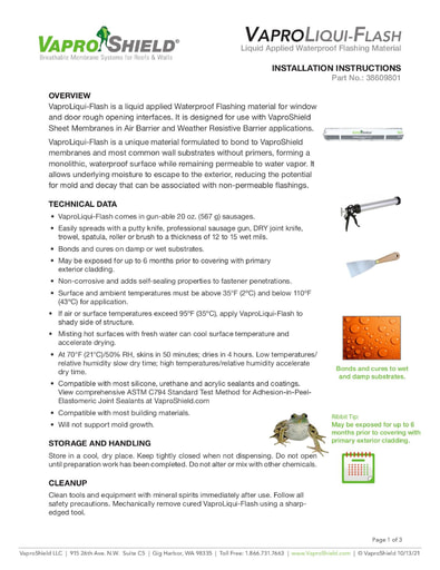 VaproLiqui-Flash Installation Instructions Mechanically Attached