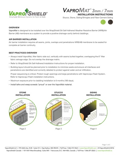 VaproMat Installation Instructions