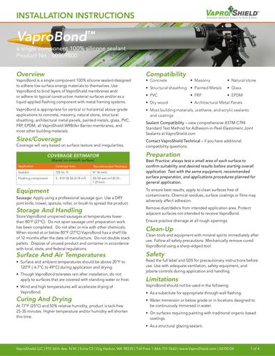 VaproBond Installation Instructions