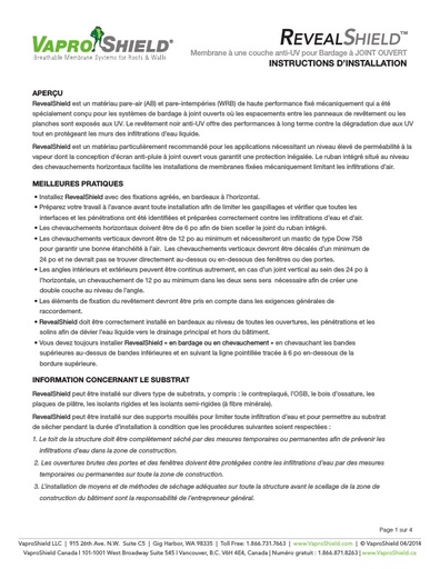 RevealShield Installation Instructions French