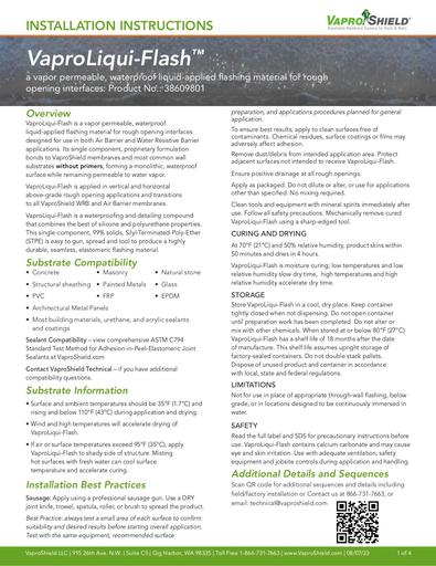 VaproLiqui-Flash Installation Instructions Self-Adhered