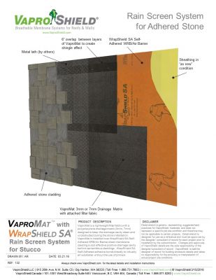 Rain Screen System for Adhered Stone and Gypsum with VaproMat