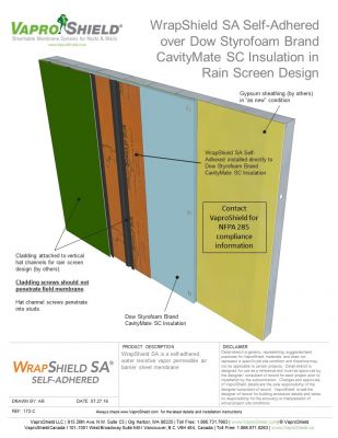 WrapShield SA over Dow Styrofoam CavityMate in Rain Screen Design