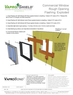 Commercial Window Rough Opening Flashing (Exploded with VaproBond)