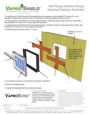 Rough Opening Flashing with VaproBond (Exploded: Nail Flange)