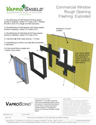 Commercial Window Rough Opening Flashing with VaproBond and RevealFlashing SA (Exploded)