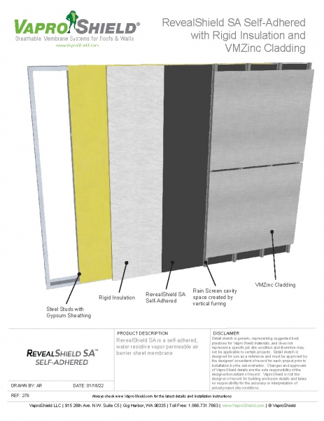 RevealShield SA Wall Assembly with VMZINC Cladding