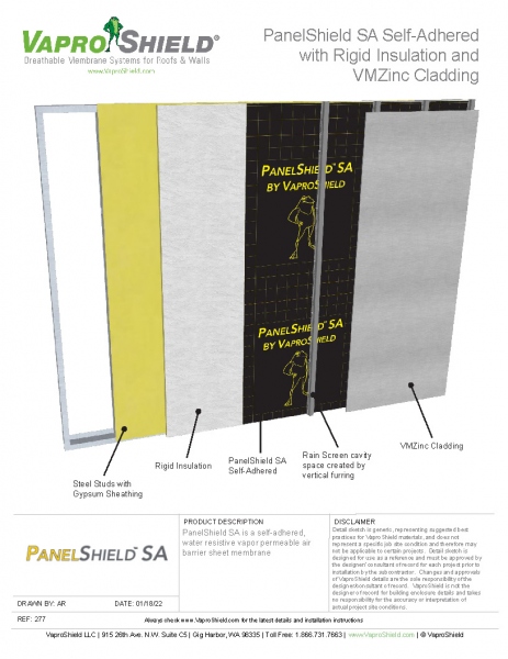 PanelShield SA Wall Assembly with VMZINC Cladding