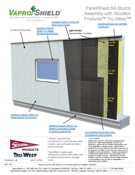 PanelShield SA Tru Weep Stucco Assembly Mineral Fiber Steel Studs