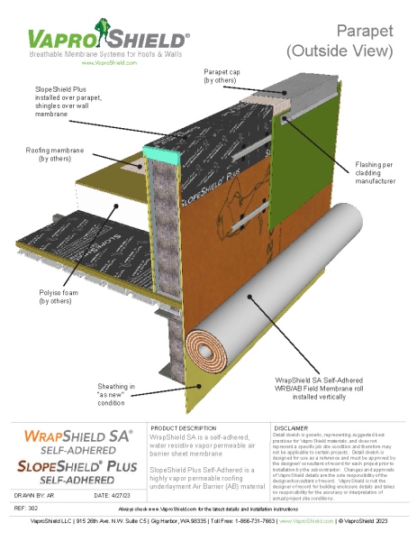 Parapet with SlopeShield Plus and WrapShield SA