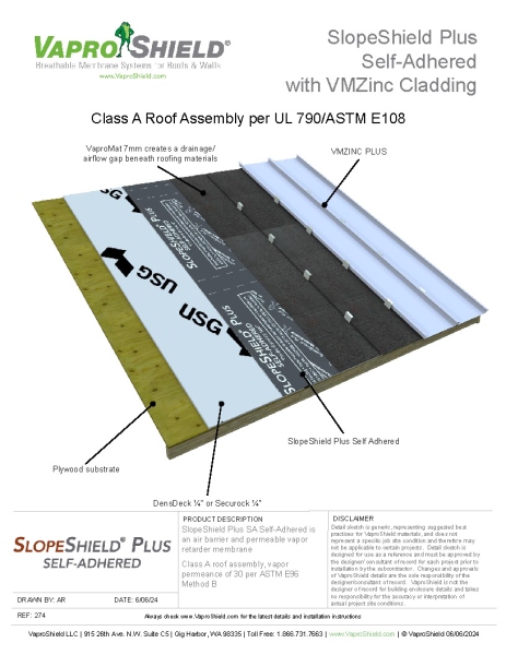 SlopeShield Plus Roof Assembly with VMZINC Cladding