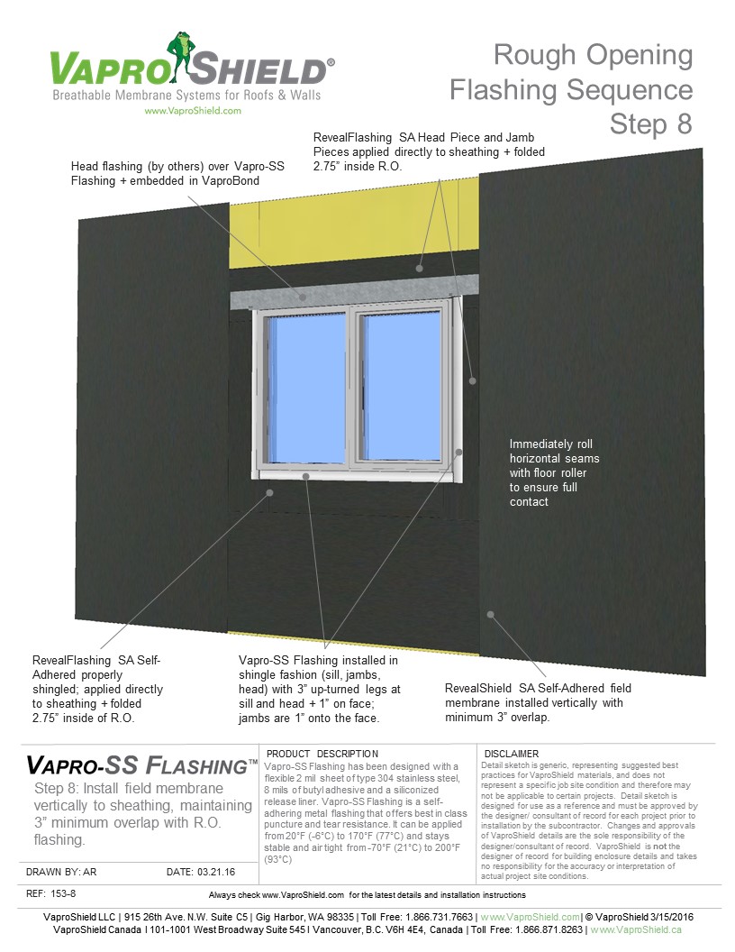Rough Opening Flashing Sequence with Vapro-SS Flashing and RevealShield SA